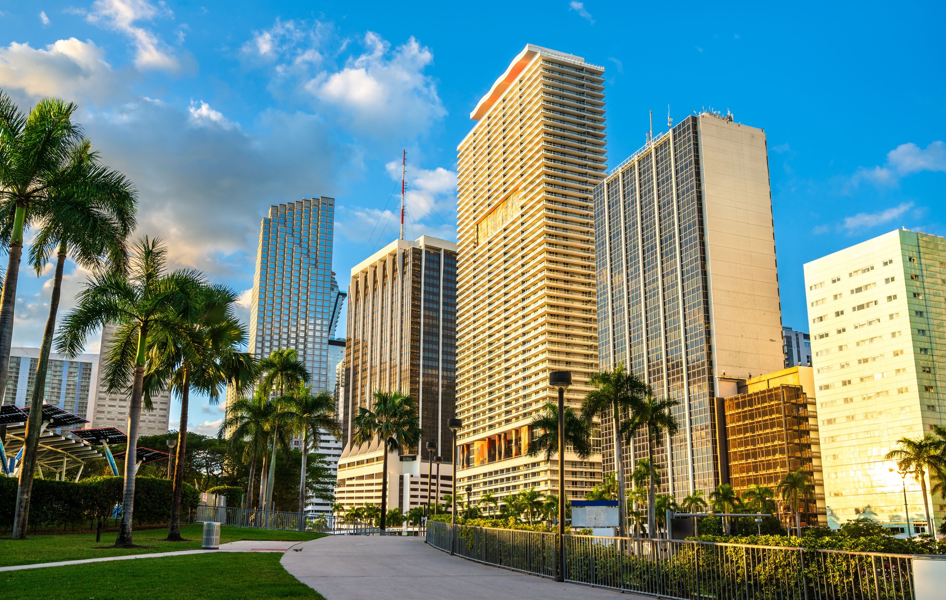 Skyscrapers of Downtown Miami from Bayfront Park, Florida